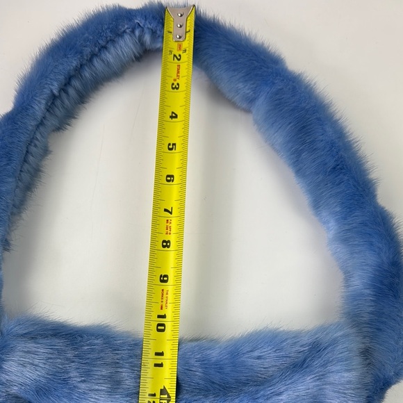 Hand Made Faux Fur Blue Handbag - Picture 6 of 7